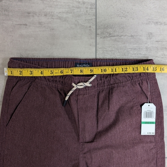 Nautica Burgundy Plum Pull On Stretch Waist Drawstring Pants Youth Size Large 14 - Picture 5 of 8